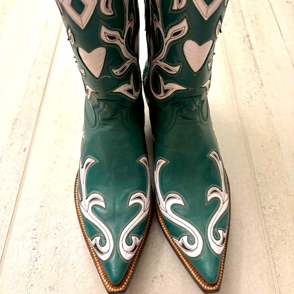 New, never worn! Heritage Green and White Cowboy Boots Size 8 - Picture 6 of 13